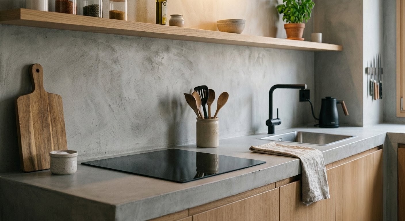 Madera y luz: cocina con madera y acabado mineral